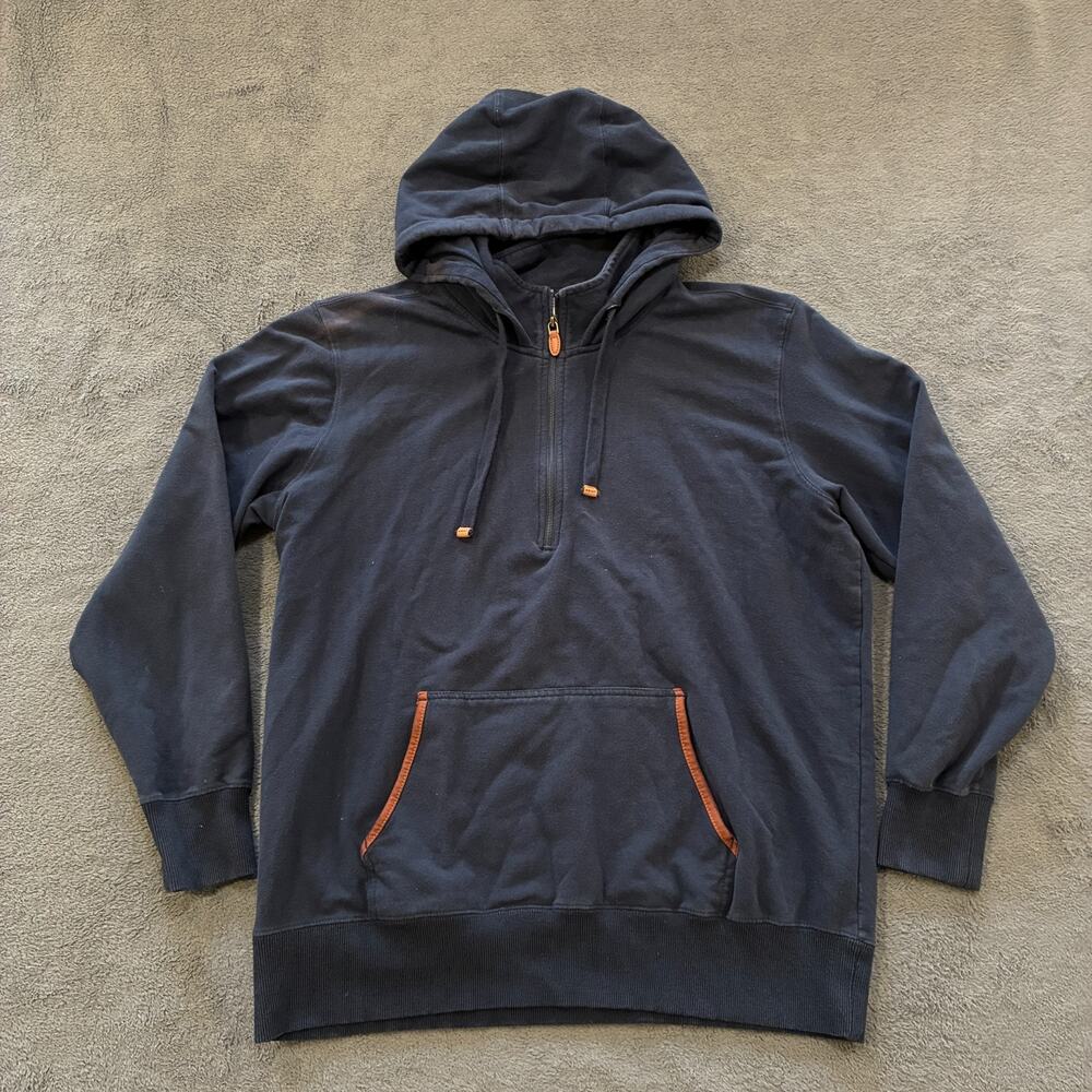 Ariat R.E.A.L Navy Blue Orange Half Zip Pullover Long Sleeve Hoodie Men's Size L